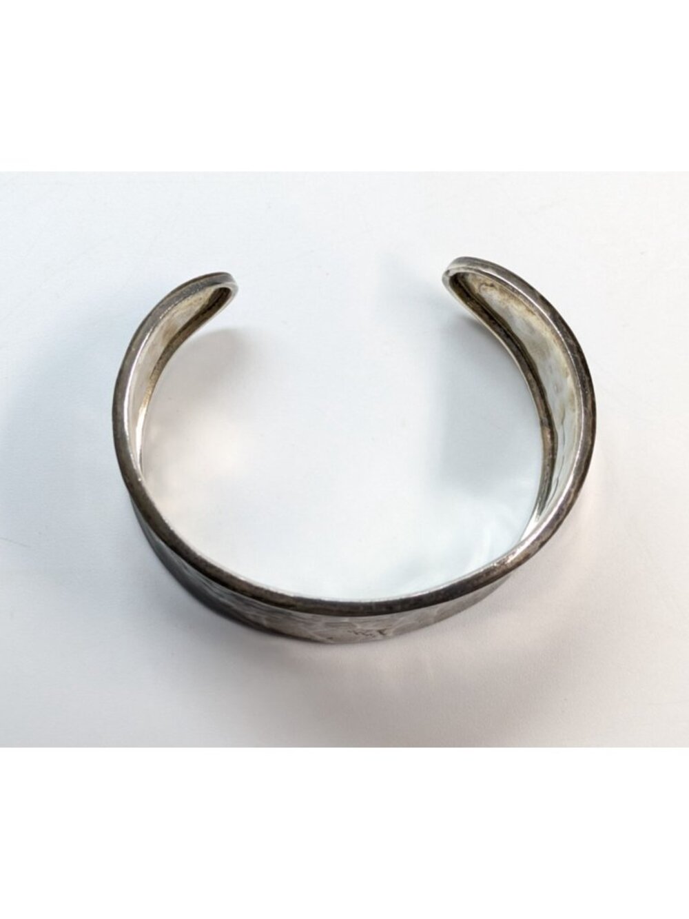 Vintage Mexico Sterling Silver 925 Hammered Cuff Bracelet 1" Wide ~ 26.7g - Picture 4 of 7
